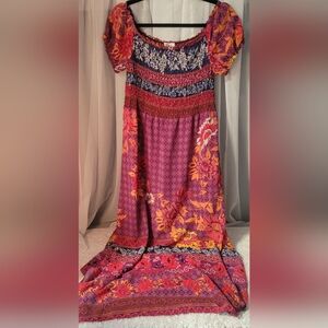Monteau Purple and Orange Floral Maxi Skirt